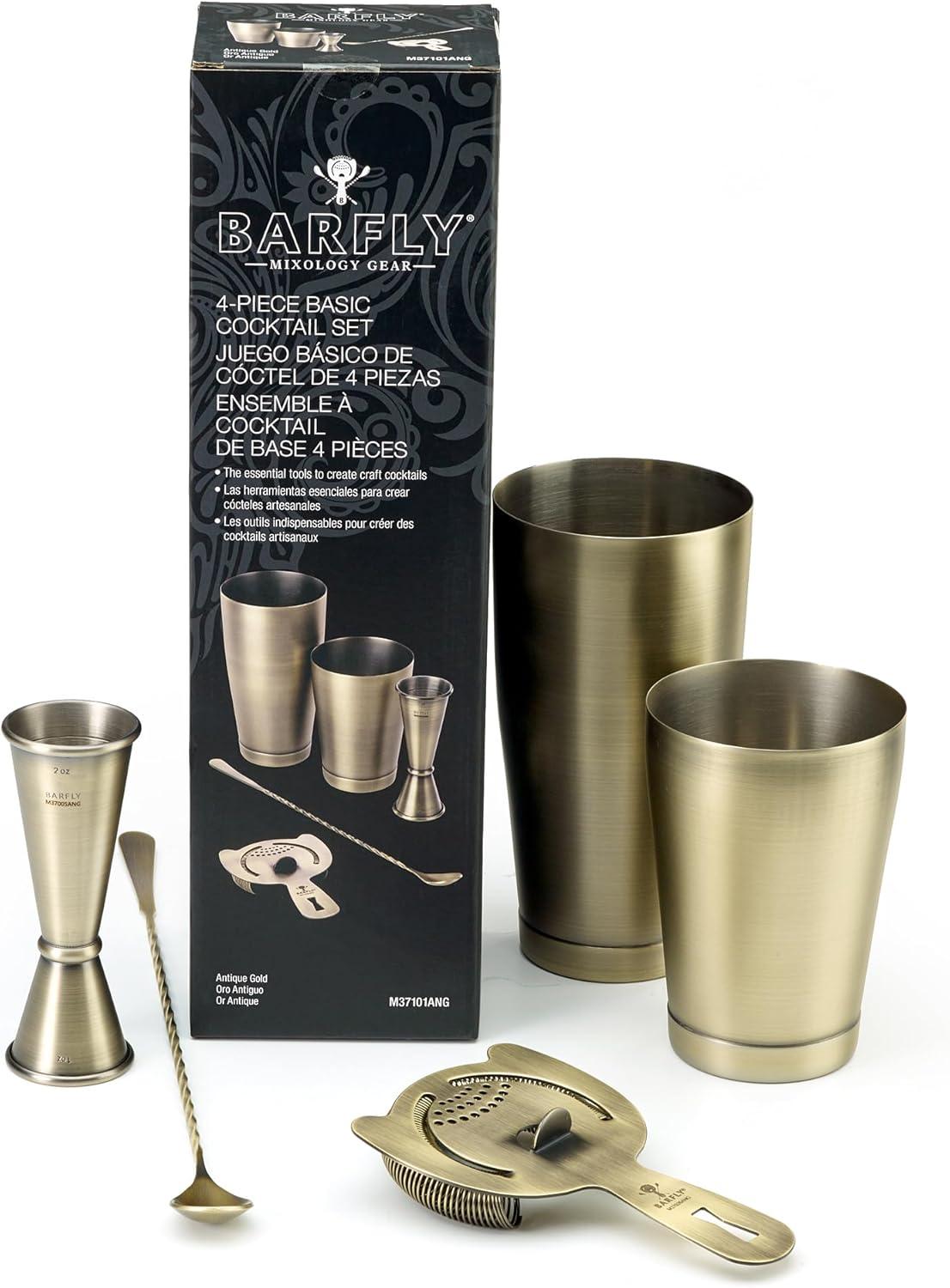 image:imageBarfly M37101 Basics Cocktail Set 5Piece Stainless SteelAntique Gold