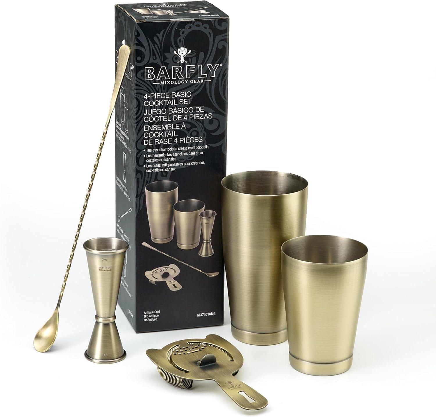 image:imageBarfly M37101 Basics Cocktail Set 5Piece Stainless SteelAntique Gold