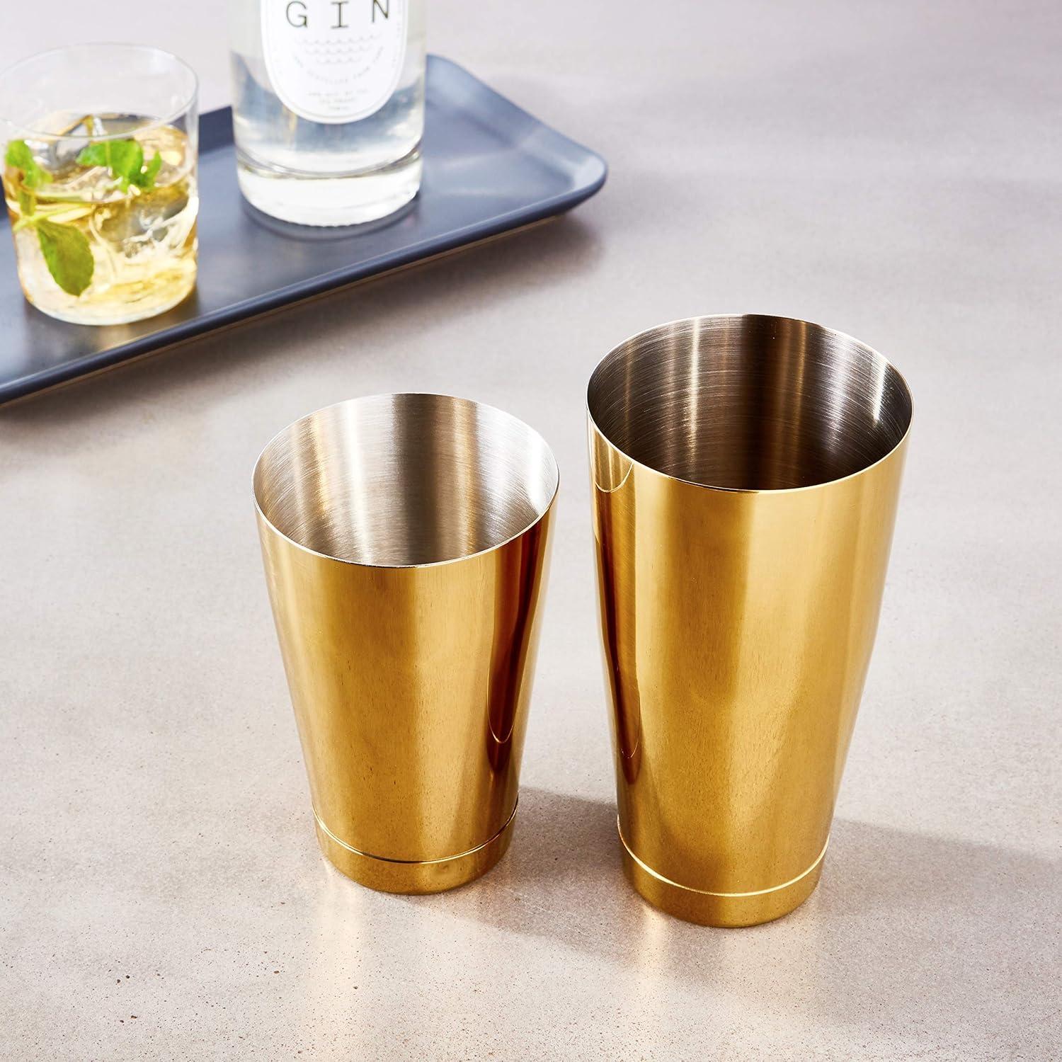 image:imageBarfly Soho Cocktail Shaker Tin Set 18 oz and 28 oz StainlessM37152Gold