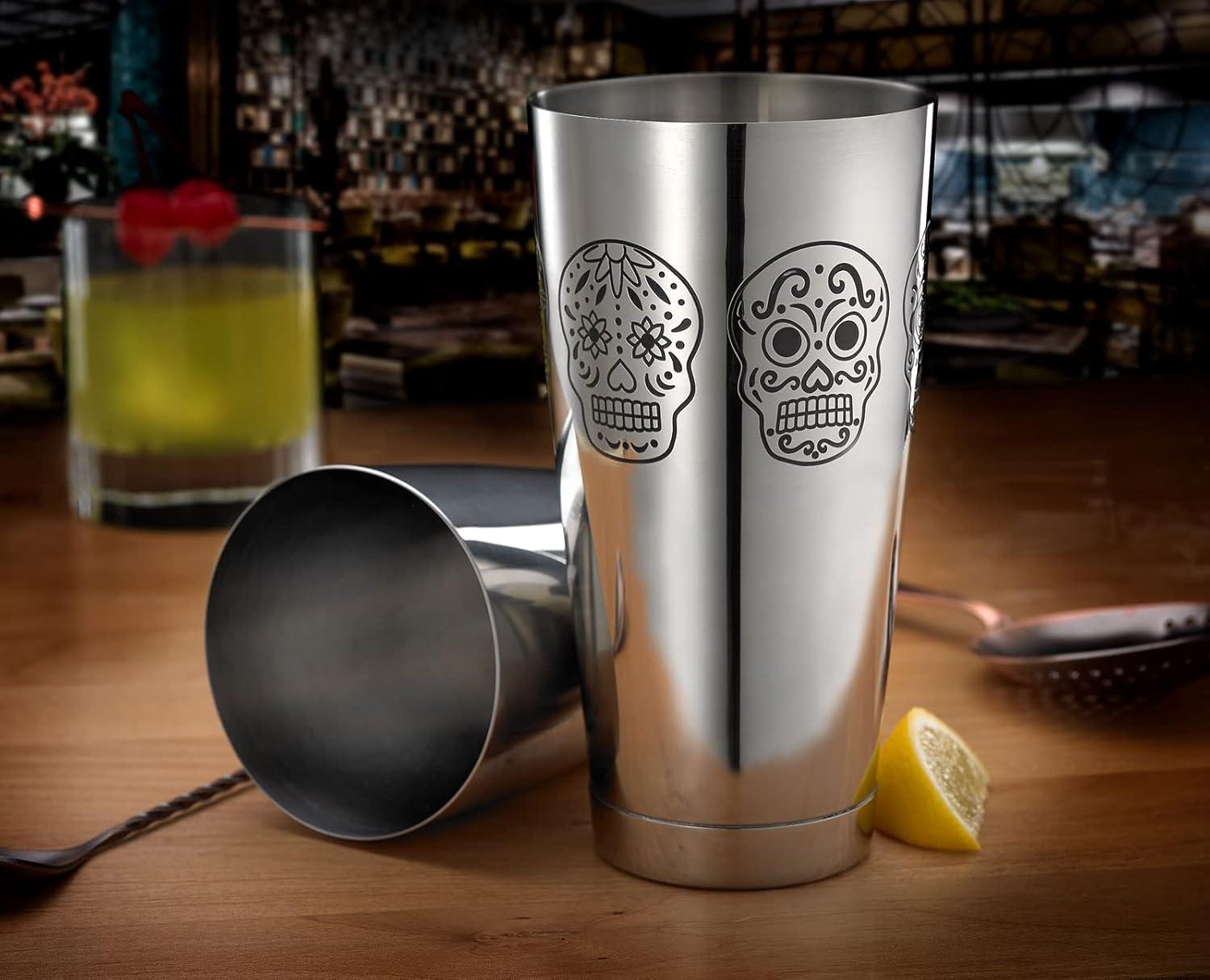 image:imageBarfly Soho Cocktail Shaker Tin Set 18 oz and 28 oz StainlessM37152Stainless Steel Skull