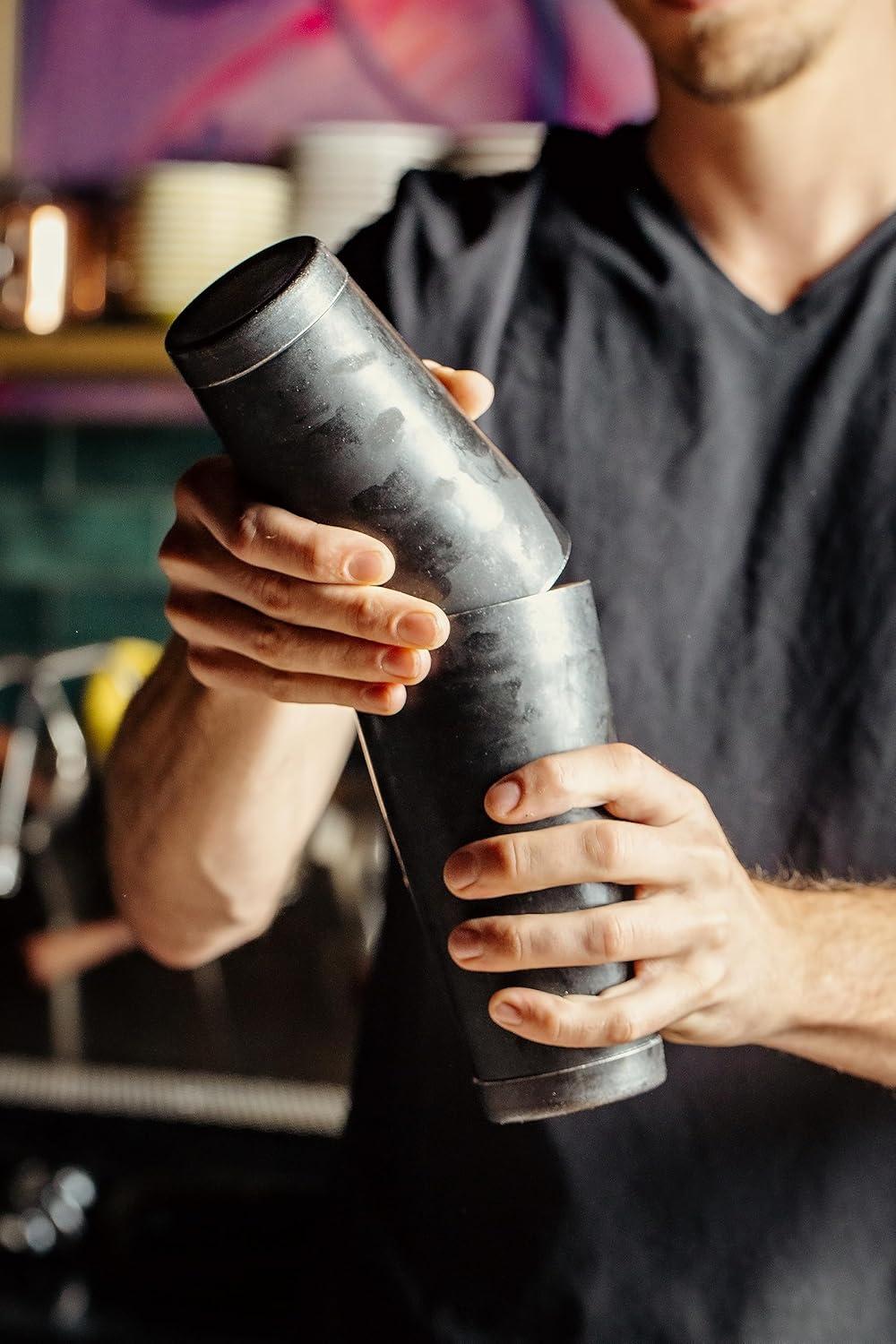 image:imageBarfly Soho Cocktail Shaker Tin Set 18 oz and 28 oz StainlessM37152Vintage Black