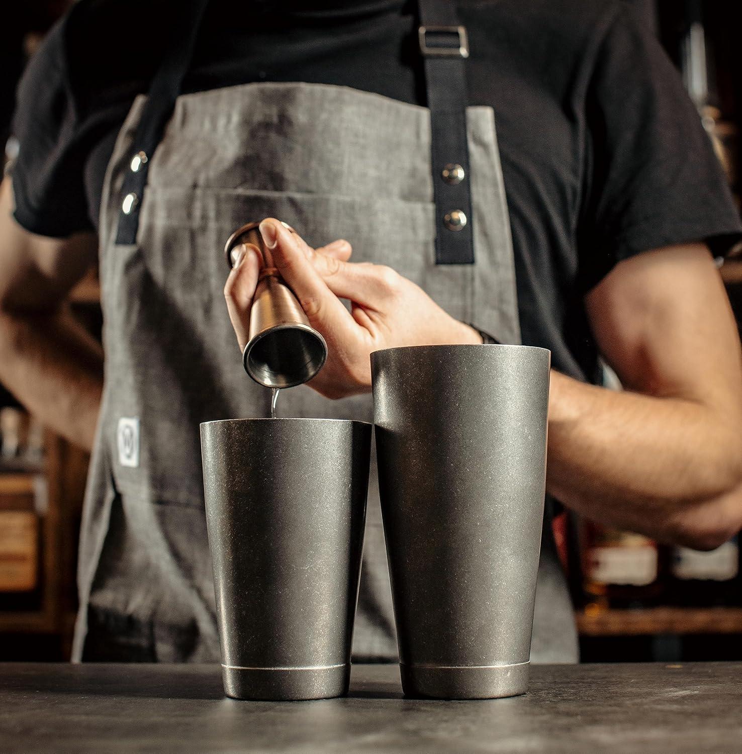 image:imageBarfly Soho Cocktail Shaker Tin Set 18 oz and 28 oz StainlessM37152Vintage Black