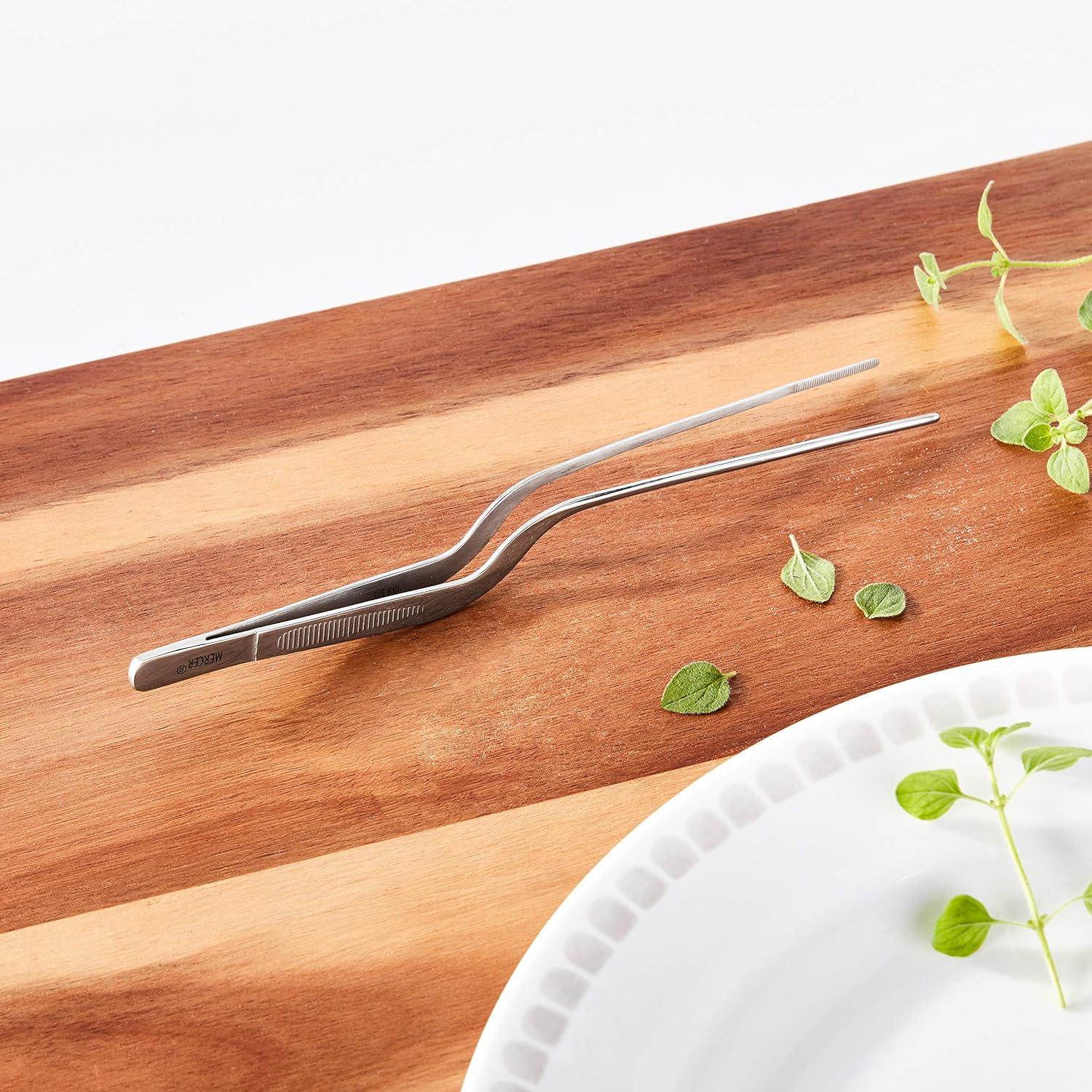 image:imageMercer Culinary 188 Stainless Steel Precision Plus Chef Plating Tong Curved Tip 938 InchStainless