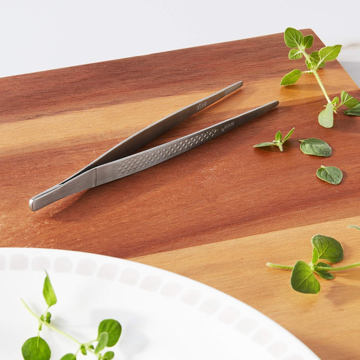 image:imageMercer Culinary 188 Stainless Steel Precision Plus Chef Plating Tong Curved Tip 938 InchStainless
