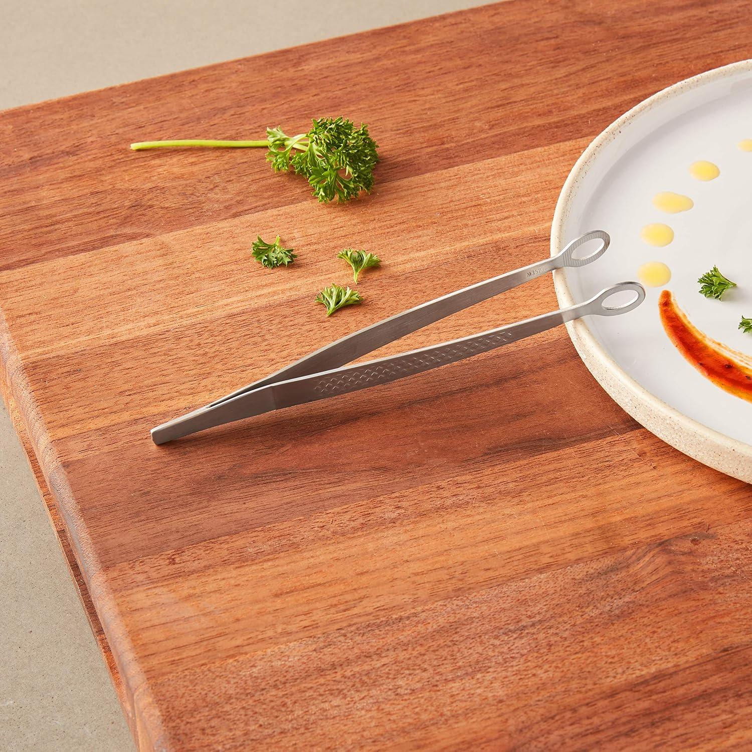 image:imageMercer Culinary 188 Stainless Steel Precision Plus Chef Plating Tong Curved Tip 938 InchStainless