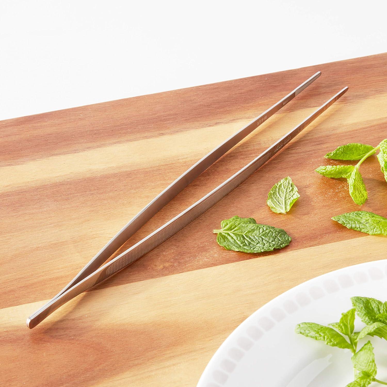 image:imageMercer Culinary 188 Stainless Steel Precision Plus Chef Plating Tong Curved Tip 938 InchStainless