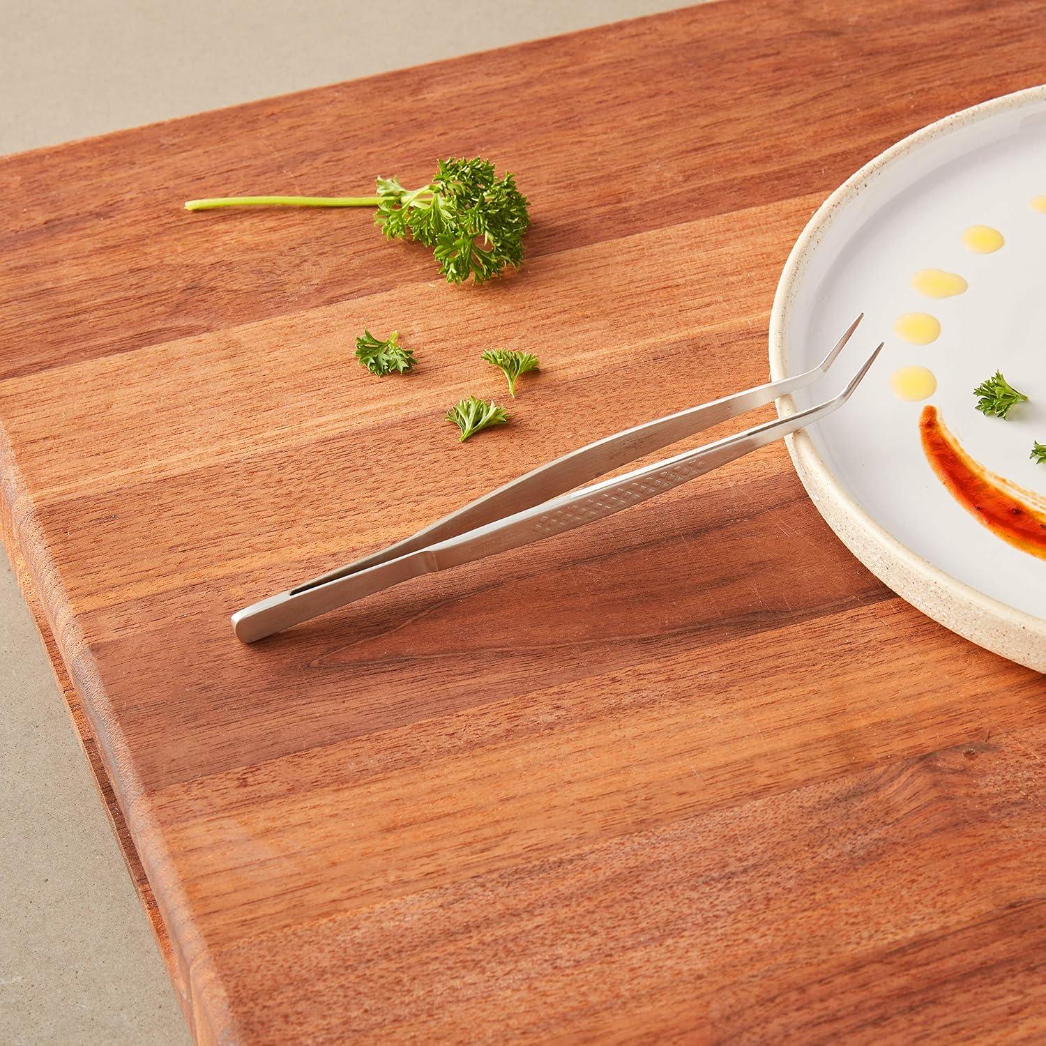image:imageMercer Culinary 188 Stainless Steel Precision Plus Chef Plating Tong Curved Tip 938 InchStainless