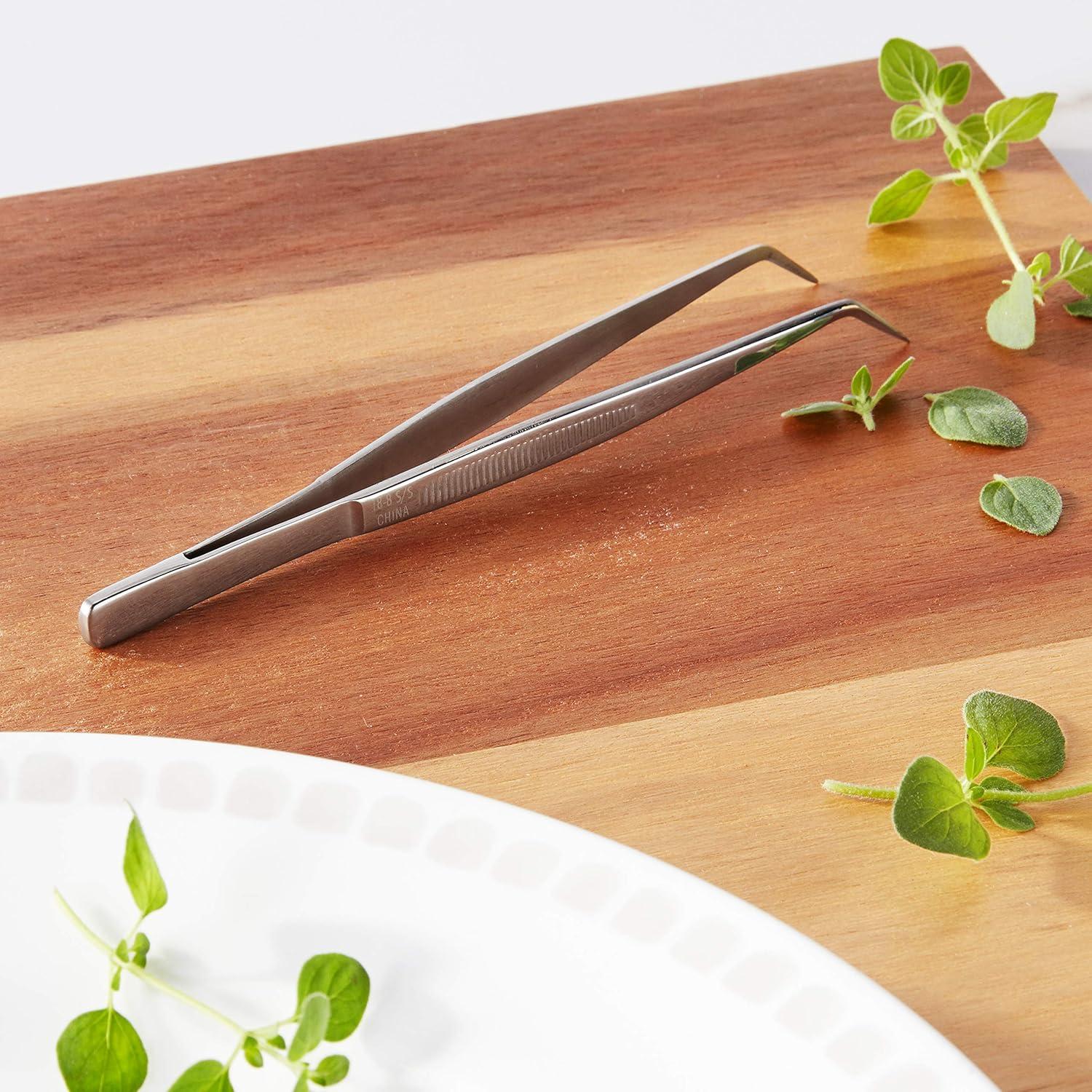 image:imageMercer Culinary 188 Stainless Steel Precision Plus Chef Plating Tong Curved Tip 938 InchStainless