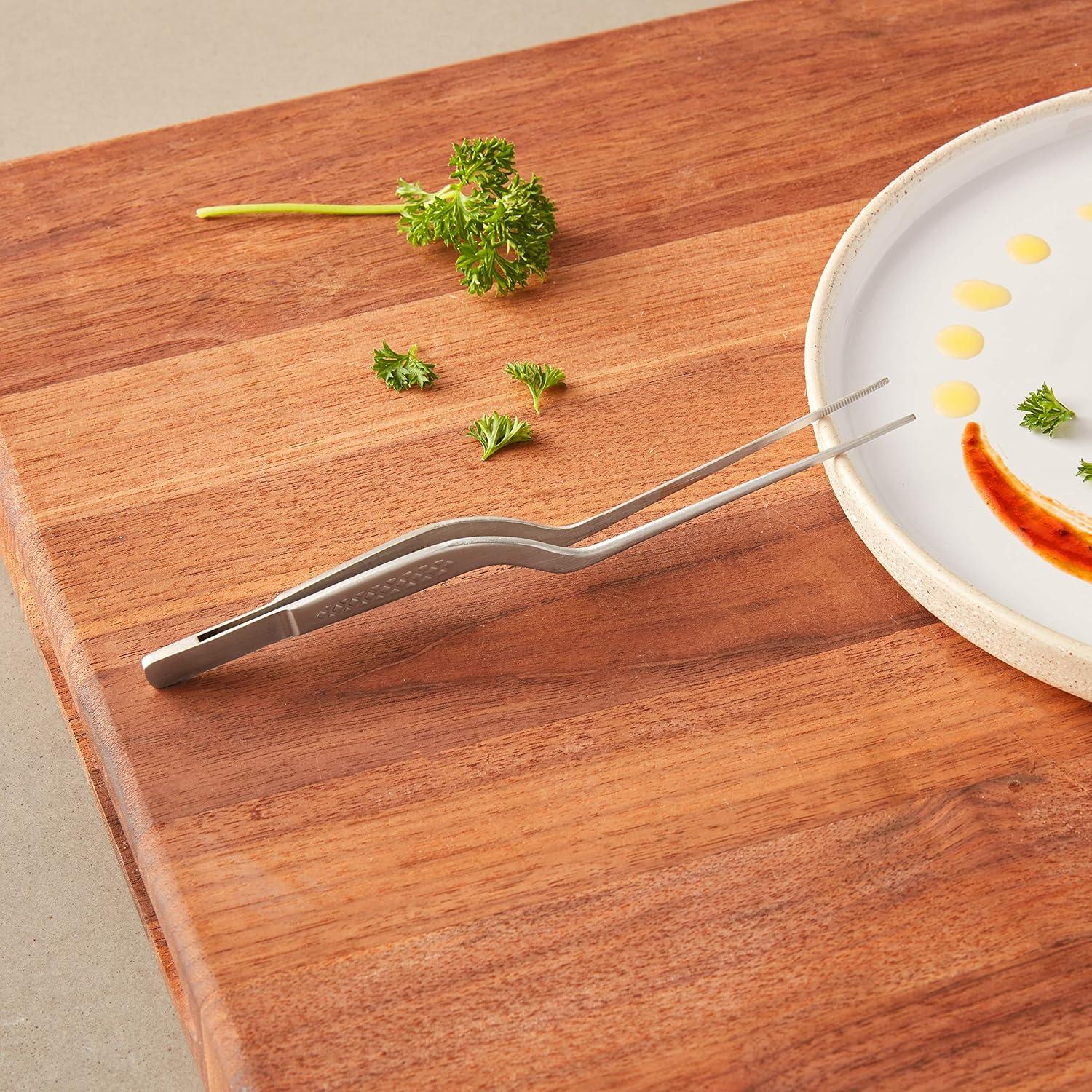 image:imageMercer Culinary 188 Stainless Steel Precision Plus Chef Plating Tong Curved Tip 938 InchStainless