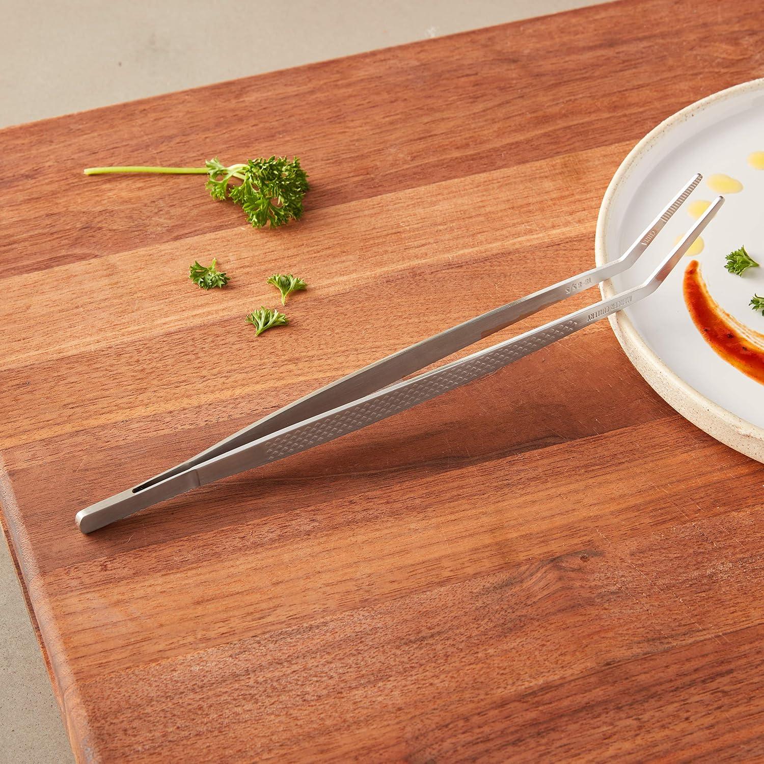 image:imageMercer Culinary 188 Stainless Steel Precision Plus Chef Plating Tong Curved Tip 938 InchStainless
