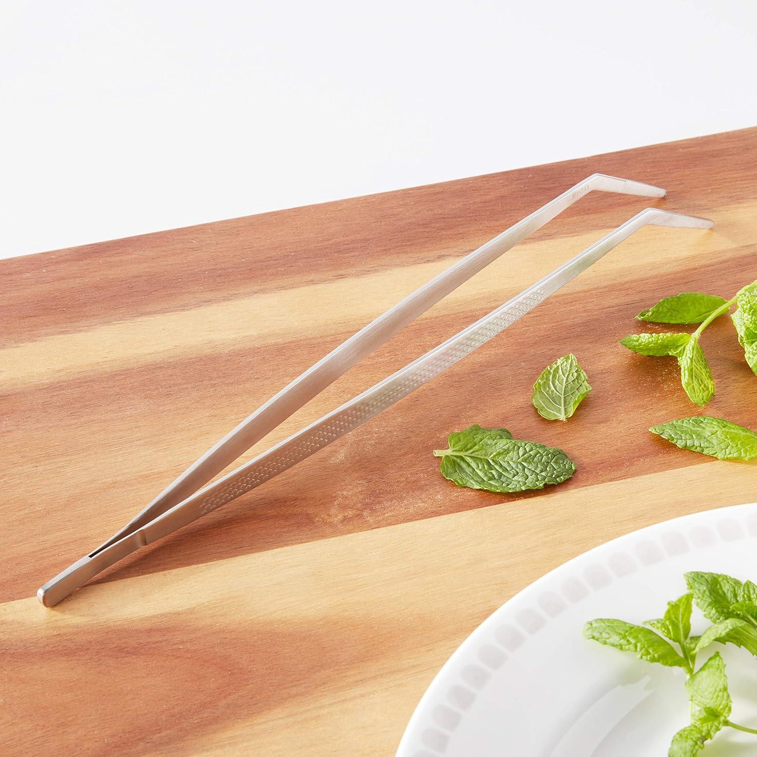 image:imageMercer Culinary 188 Stainless Steel Precision Plus Chef Plating Tong Curved Tip 938 InchStainless