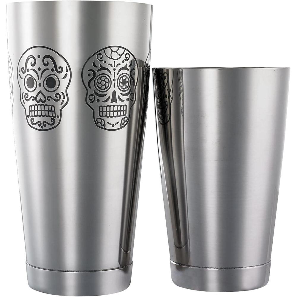 image:imageBarfly Soho Cocktail Shaker Tin Set 18 oz and 28 oz StainlessM37152Stainless Steel Skull