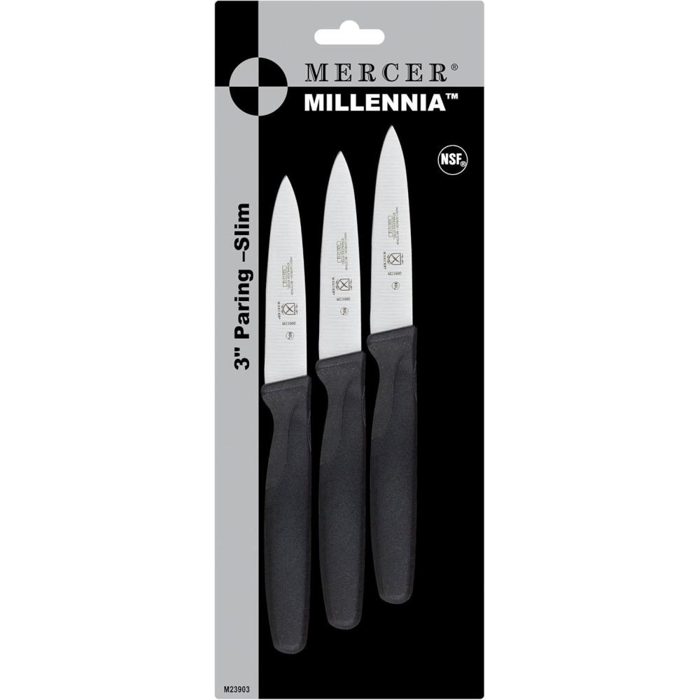 image:imageMercer Culinary M23210 Millennia Black Handle 10Inch Wide Wavy Edge Bread KnifeSlim Paring Knife