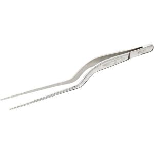 Mercer Culinary 18-8 Stainless Steel Precision Plus Chef Plating Tong, Curved Tip, 9-3/8 Inch(Stainless)