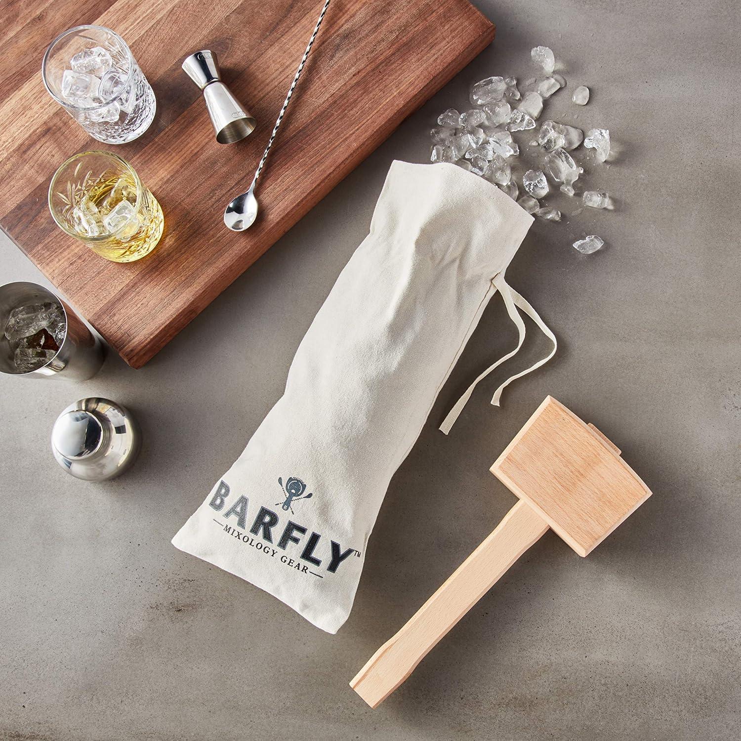 image:imageBarfly Ice Tong Stainless 71 InchWood Ice Mallet and Lewis Ice Bag Set