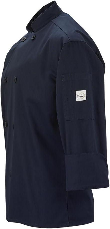 image:imageMercer Culinary M60010BKM Millennia Mens Cook Jacket with Traditional Buttons Medium BlackNavy Blue
