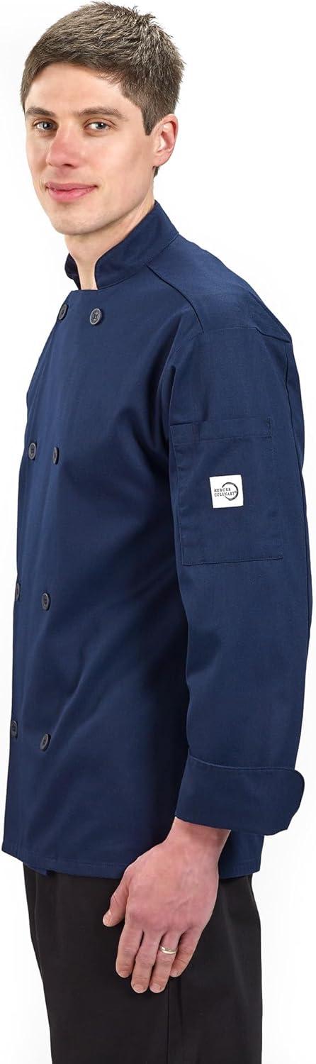image:imageMercer Culinary M60010BKM Millennia Mens Cook Jacket with Traditional Buttons Medium BlackNavy Blue
