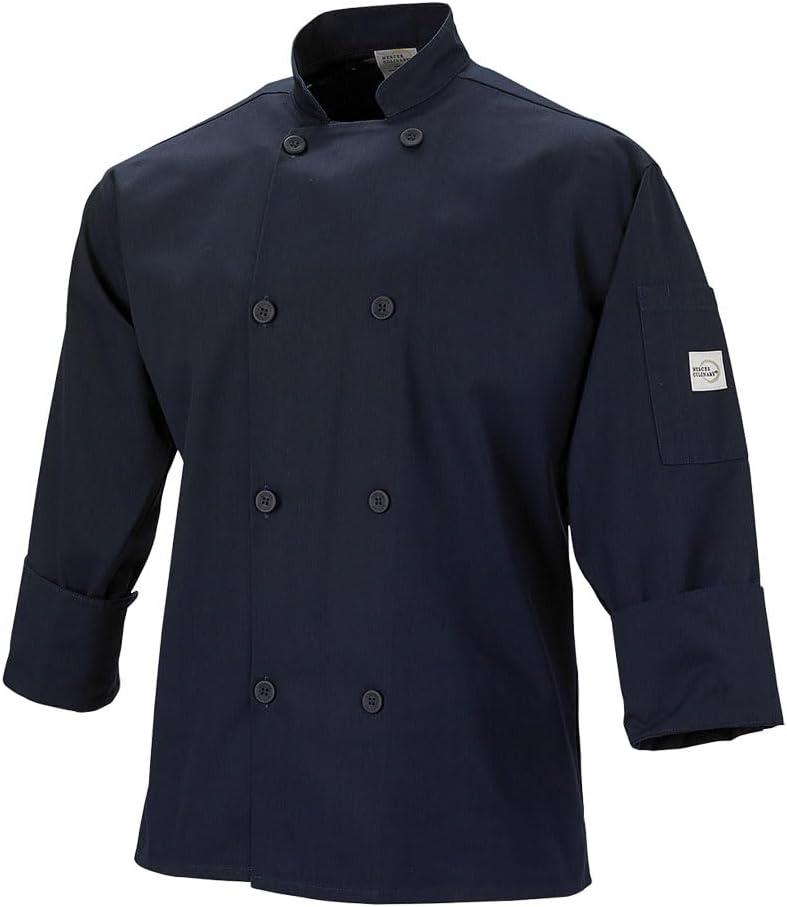 image:imageMercer Culinary M60010BKM Millennia Mens Cook Jacket with Traditional Buttons Medium BlackNavy Blue