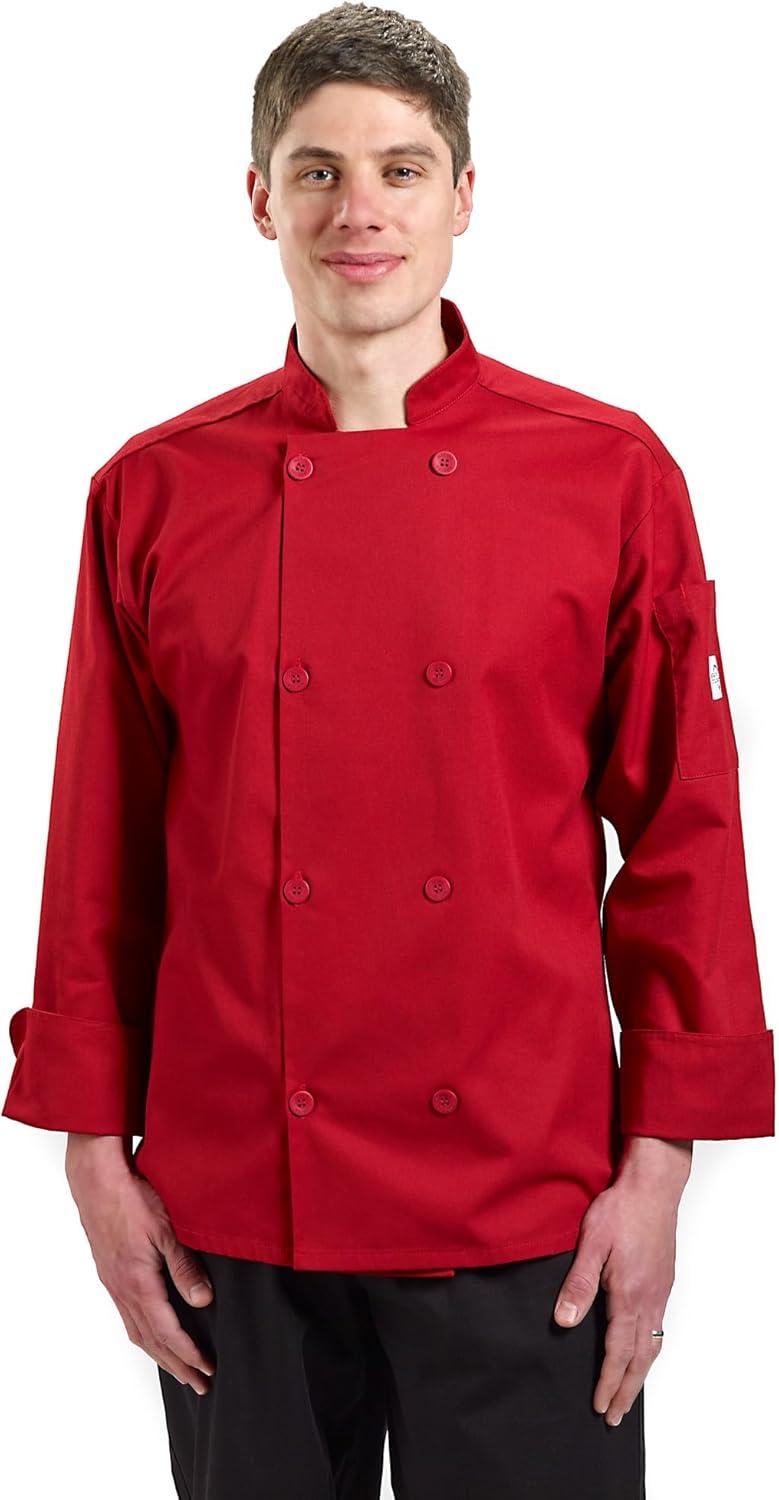 image:imageMercer Culinary M60010BKM Millennia Mens Cook Jacket with Traditional Buttons Medium BlackRed