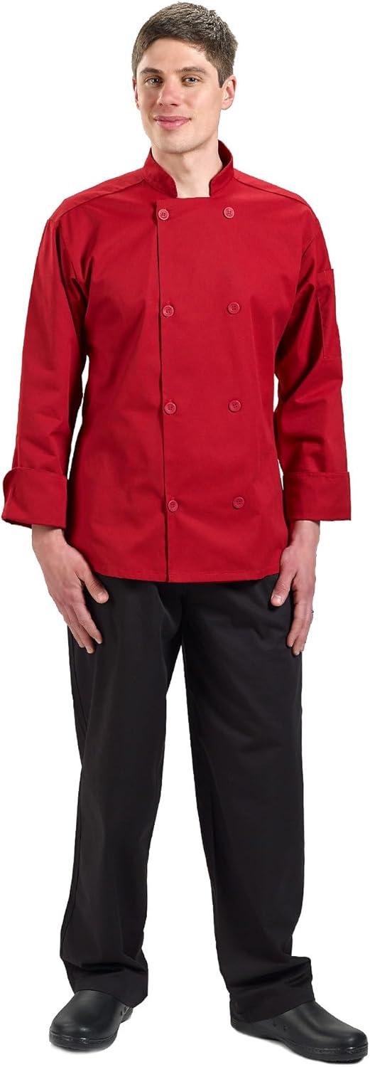 image:imageMercer Culinary M60010BKM Millennia Mens Cook Jacket with Traditional Buttons Medium BlackRed