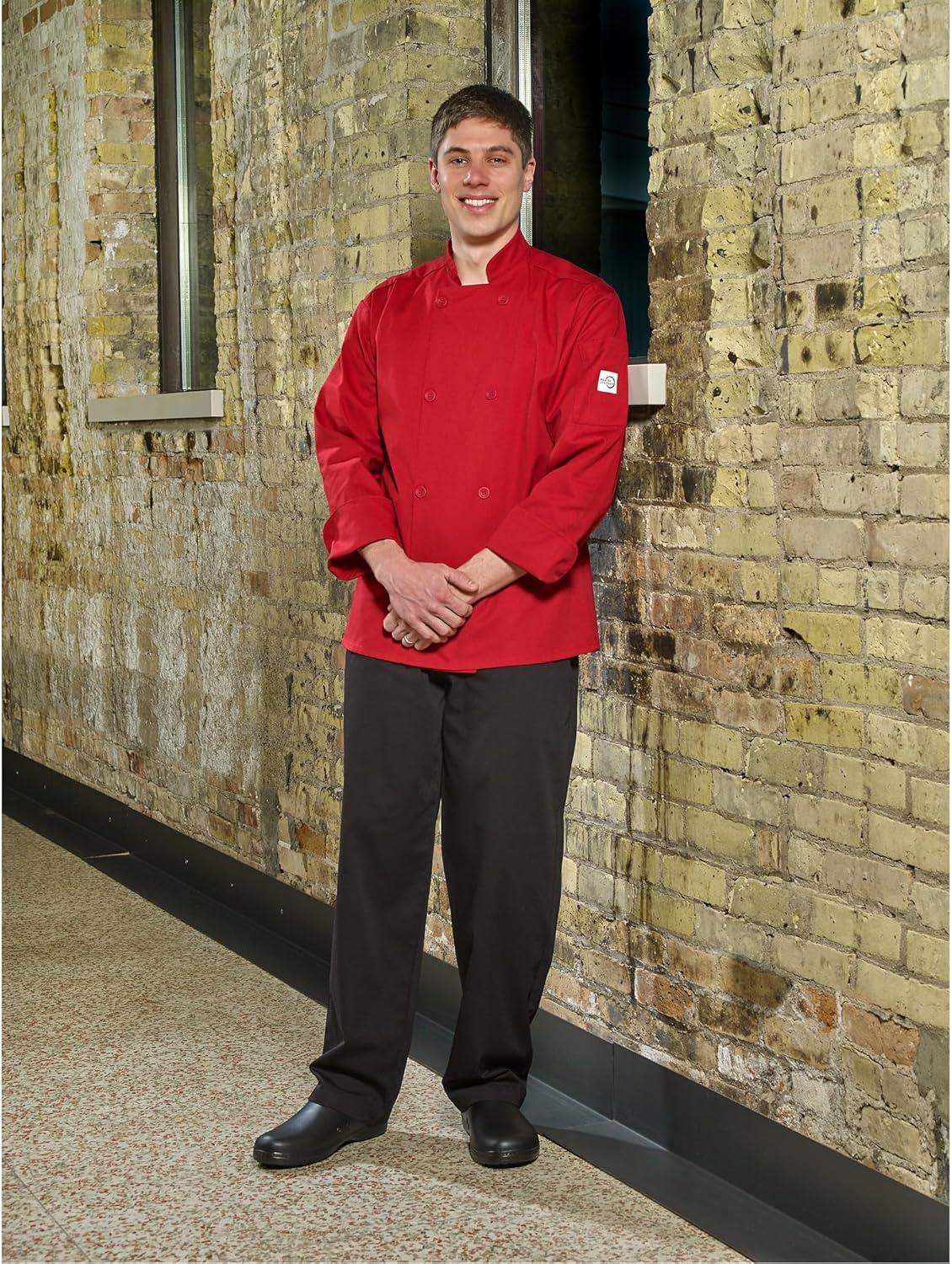 image:imageMercer Culinary M60010BKM Millennia Mens Cook Jacket with Traditional Buttons Medium BlackRed