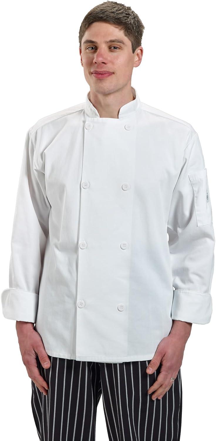 image:imageMercer Culinary M60010BKM Millennia Mens Cook Jacket with Traditional Buttons Medium BlackWhite