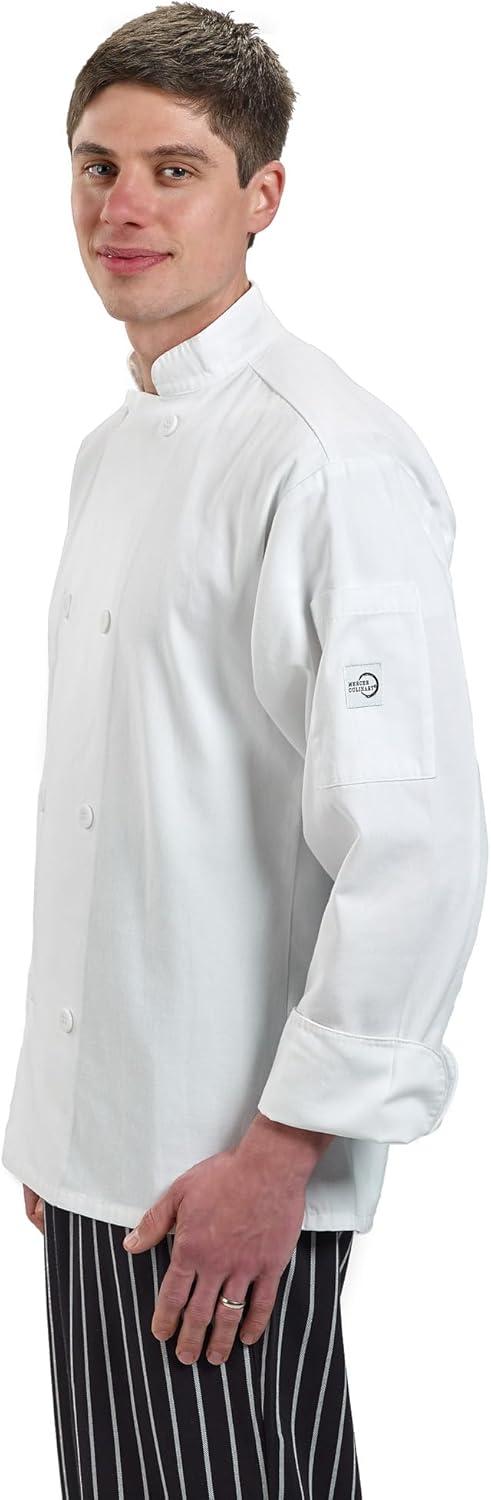 image:imageMercer Culinary M60010BKM Millennia Mens Cook Jacket with Traditional Buttons Medium BlackWhite