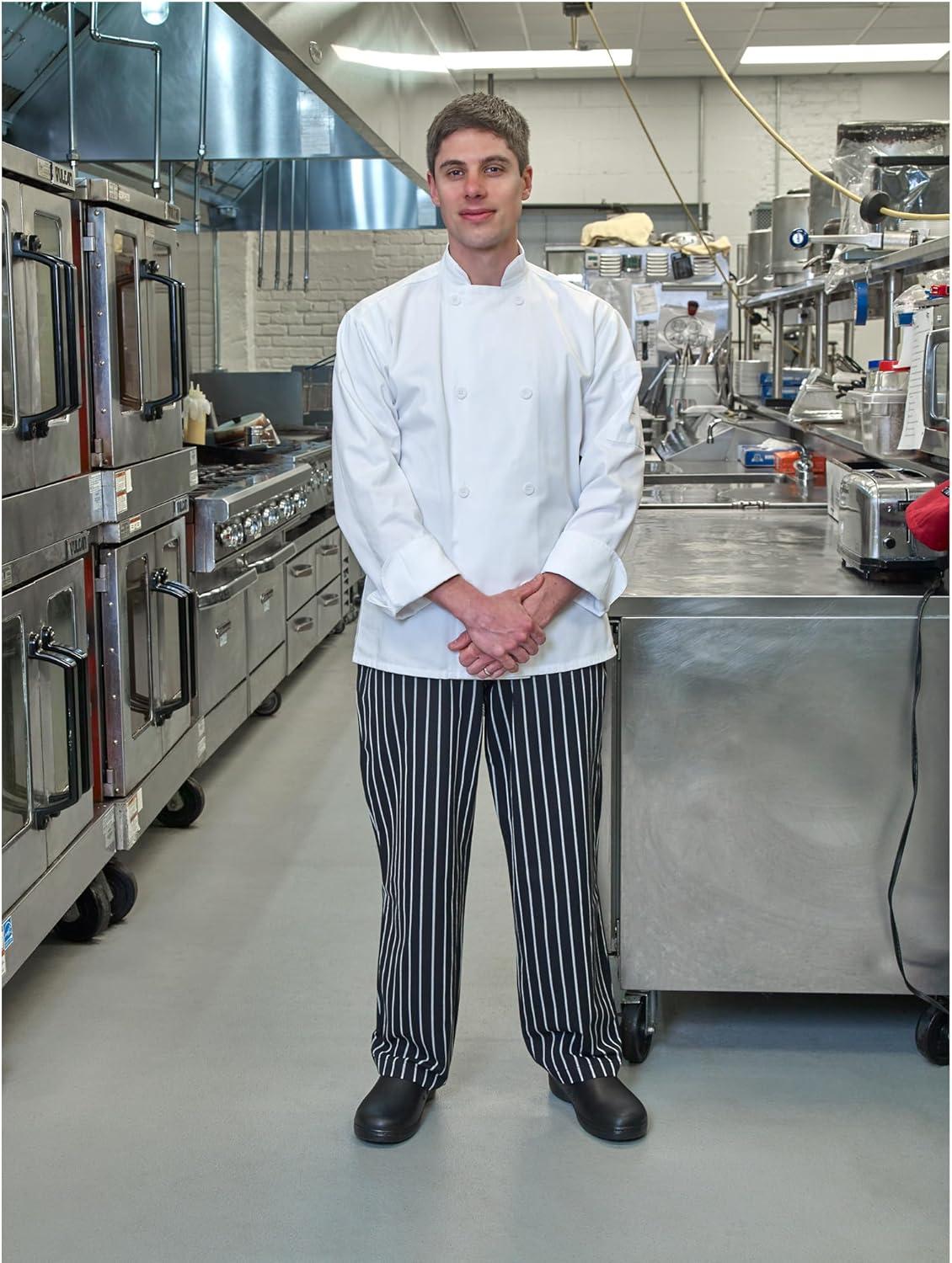 image:imageMercer Culinary M60010BKM Millennia Mens Cook Jacket with Traditional Buttons Medium BlackWhite