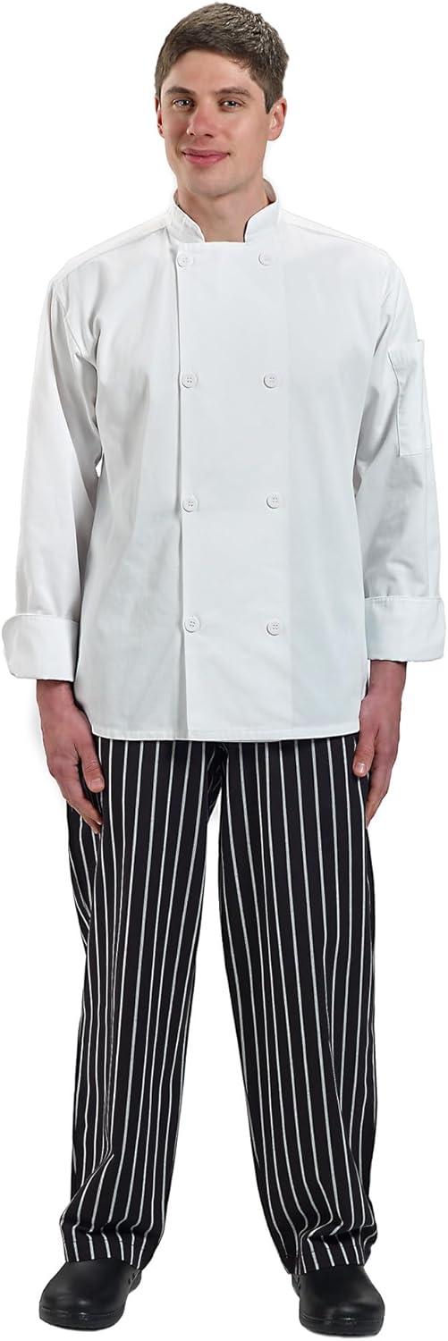 image:imageMercer Culinary M60010BKM Millennia Mens Cook Jacket with Traditional Buttons Medium BlackWhite