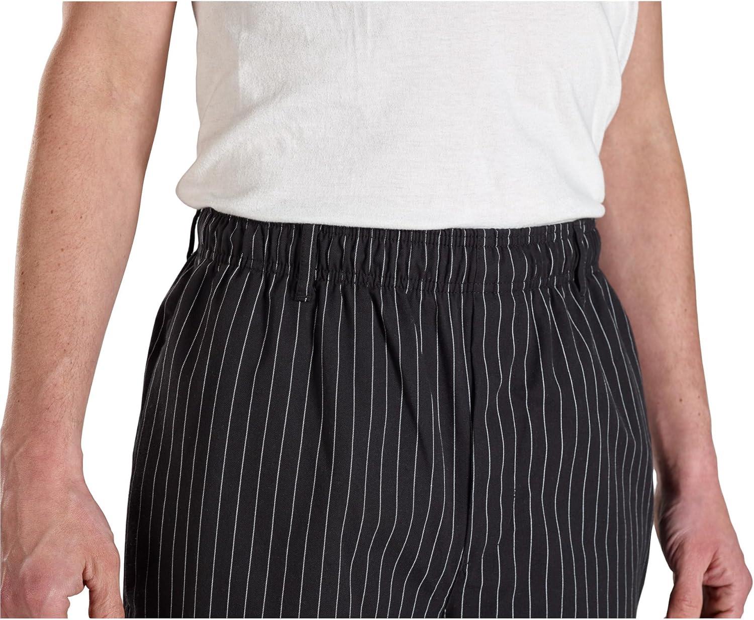 image:imageMercer Culinary M60030BCSXS Millennia Mens Black Cook Pants with White Chalk Stripe XSmallWhite Fine Pinstripe