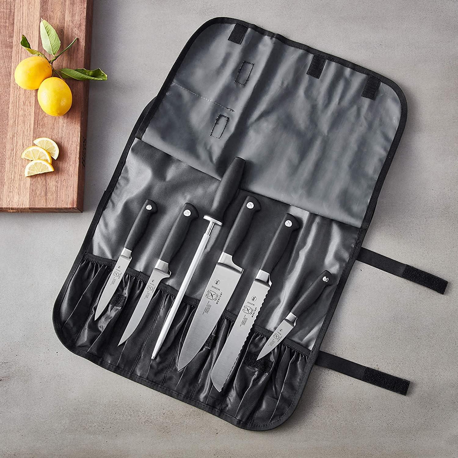 image:imageMercer Culinary Millennia 8Piece Knife Roll Set Black HandlesSteelBlack