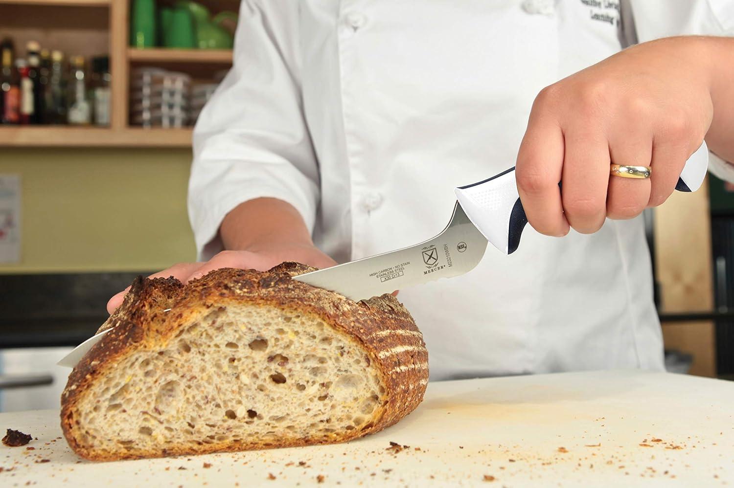 image:imageMercer Culinary Millennia Colors Stainless Steel Bread Knife 10Inch Wavy Edge Wide GrayWide Wavy Edge Bread Knife White 10