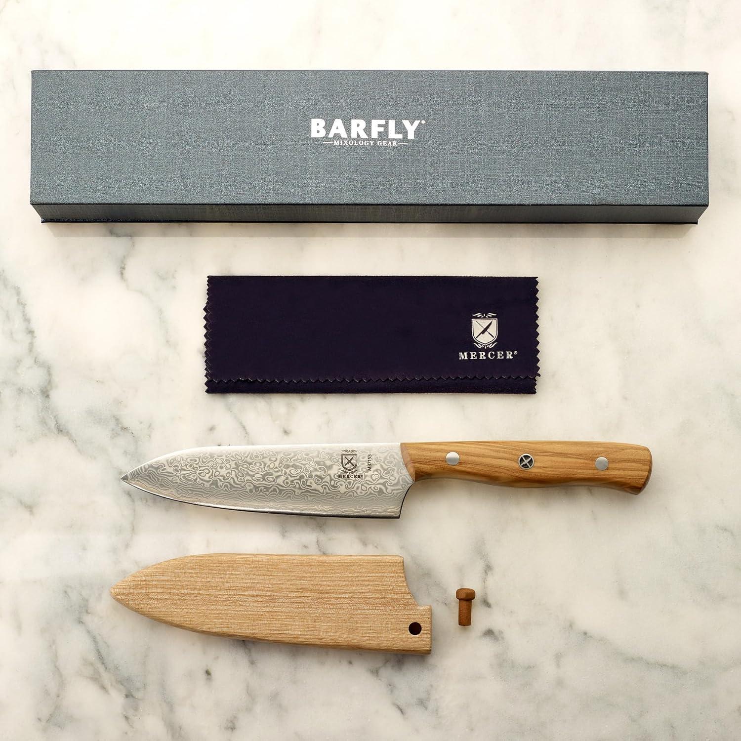 image:imageMercer Culinary Premium Grade Super Steel 8Inch Chefs Knife G10 HandleBar Knife Spalted Maple Handle and Saya Cover 5 Inch