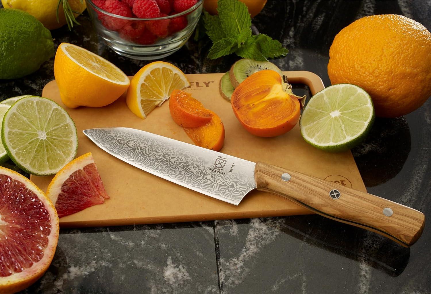 image:imageMercer Culinary Premium Grade Super Steel 8Inch Chefs Knife G10 HandleBar Knife Spalted Maple Handle and Saya Cover 5 Inch