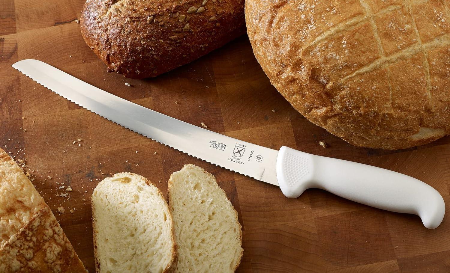 image:imageMercer Culinary Ultimate White 8 Inch Chefs KnifeCurved Wavy Edge Bread Knife 10 Inch