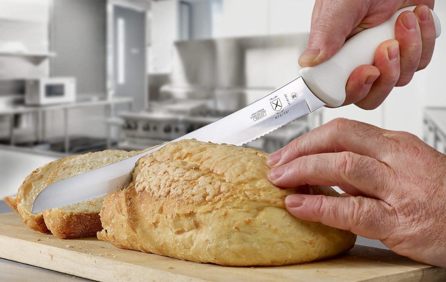 image:imageMercer Culinary Ultimate White 8 Inch Chefs KnifeCurved Wavy Edge Bread Knife 10 Inch