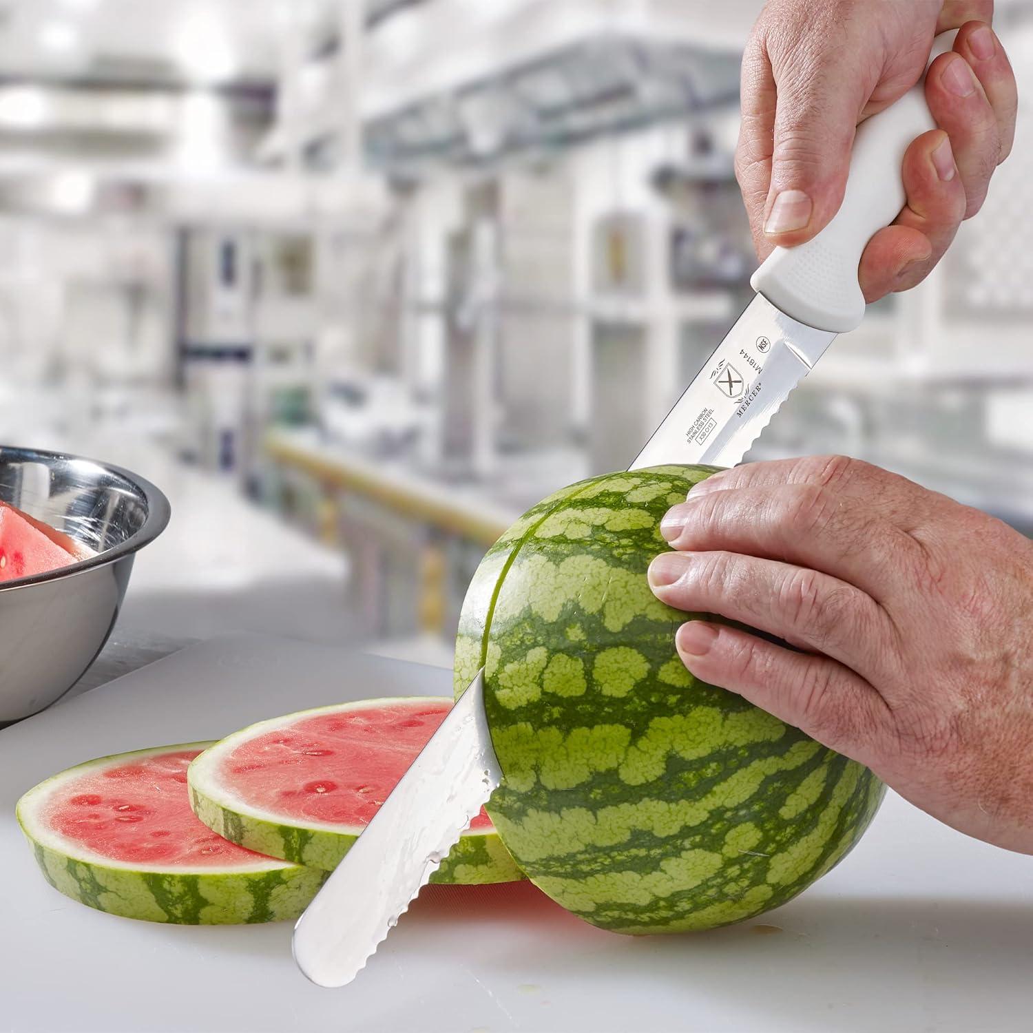image:imageMercer Culinary Ultimate White 8 Inch Chefs KnifeWavy Edge Slicer Knife 12 Inch