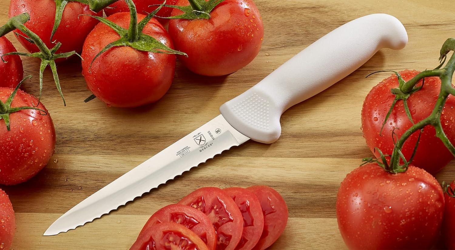 image:imageMercer Culinary Ultimate White 8 Inch Chefs KnifeWavy Edge Utility Knife 5 Inch