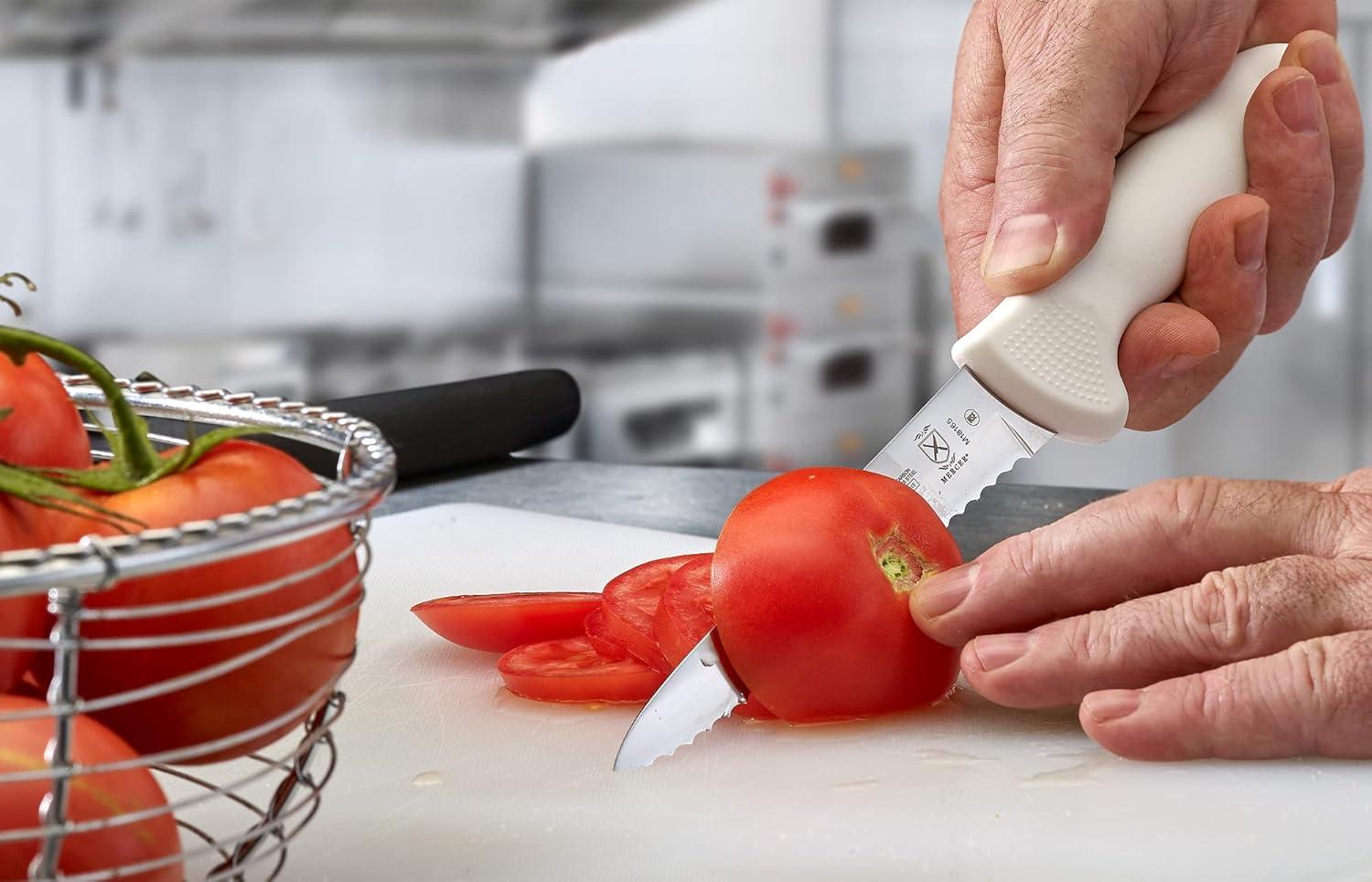 image:imageMercer Culinary Ultimate White 8 Inch Chefs KnifeWavy Edge Utility Knife 5 Inch