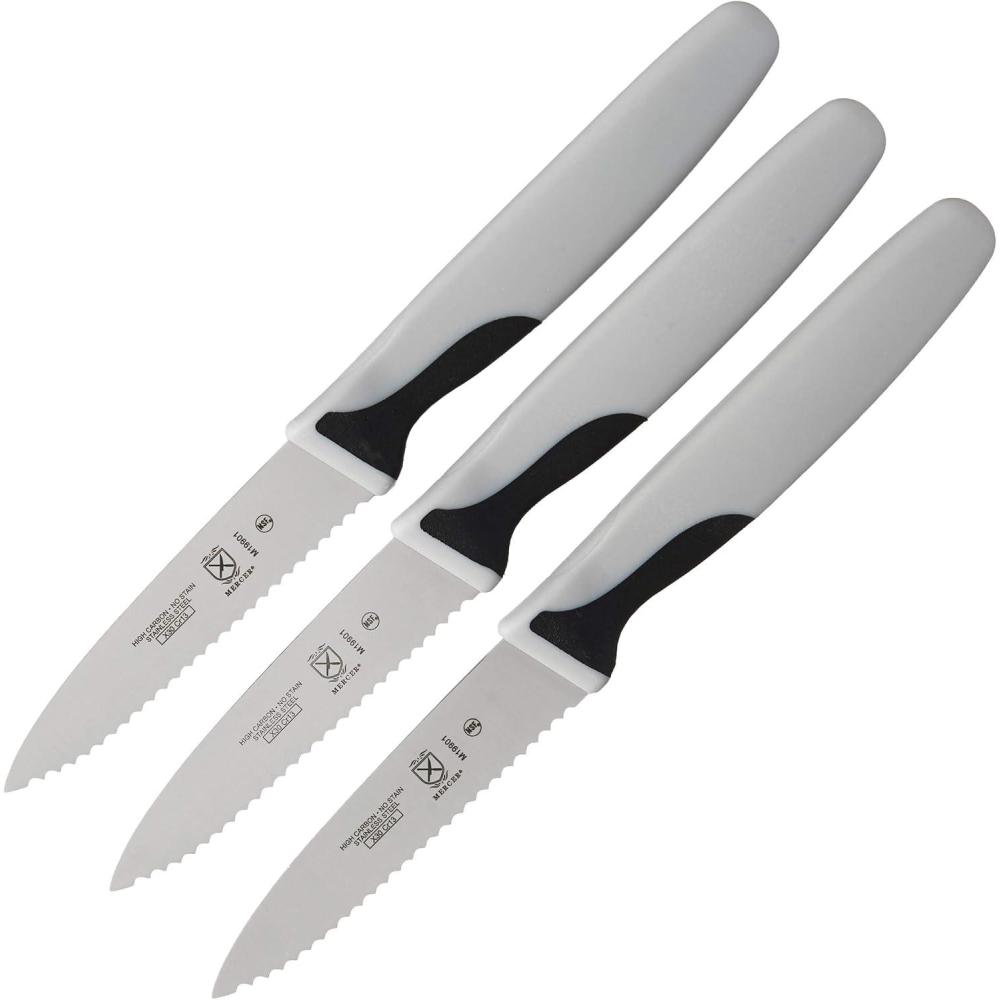 image:imageMercer Culinary M19903 Millennia Black Handle 3Inch Slim Serrated Paring Knives 3Pack Paring Knife
