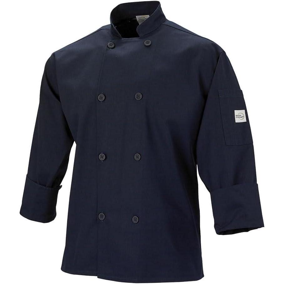 image:imageMercer Culinary M60010BKM Millennia Mens Cook Jacket with Traditional Buttons Medium BlackNavy Blue