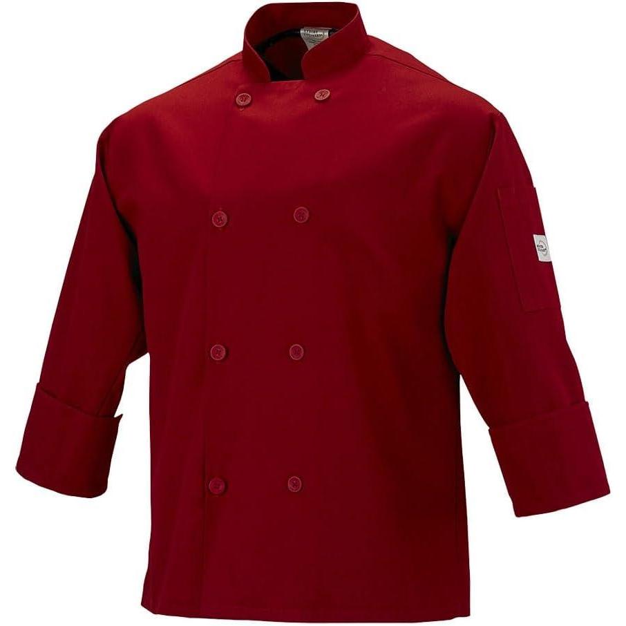 image:imageMercer Culinary M60010BKM Millennia Mens Cook Jacket with Traditional Buttons Medium BlackRed