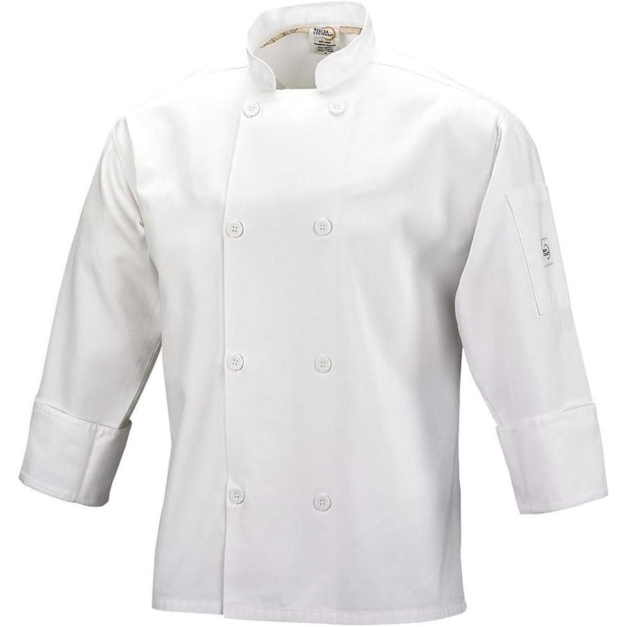 image:imageMercer Culinary M60010BKM Millennia Mens Cook Jacket with Traditional Buttons Medium BlackWhite