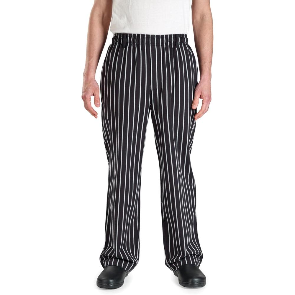 image:imageMercer Culinary M60030BCSXS Millennia Mens Black Cook Pants with White Chalk Stripe XSmallWhite Chalk Stripe
