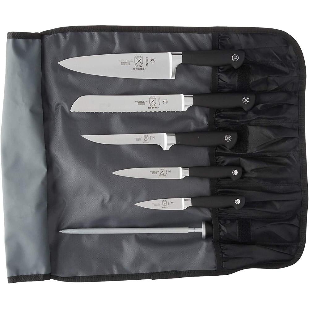image:imageMercer Culinary Millennia 8Piece Knife Roll Set Black HandlesSteelBlack