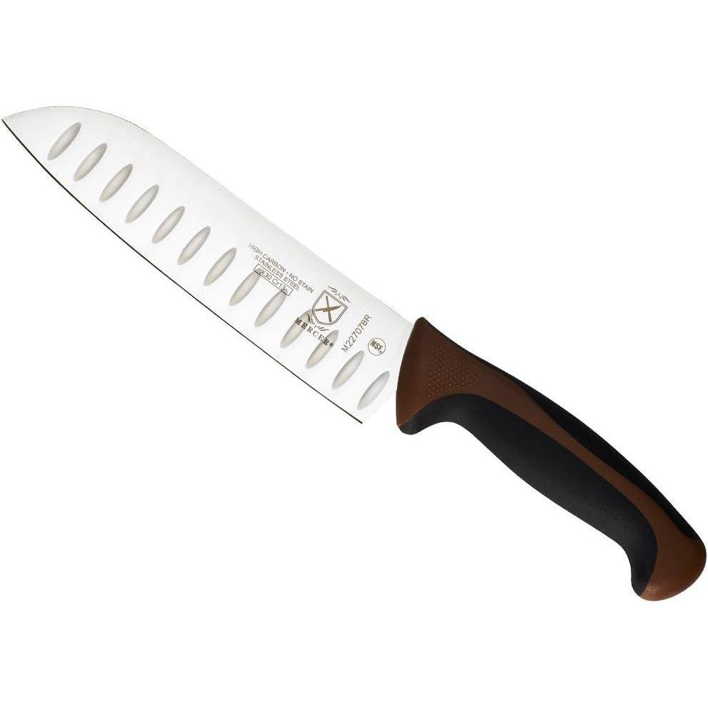 image:imageMercer Culinary Millennia Colors Stainless Steel Bread Knife 10Inch Wavy Edge Wide GraySantoku Knife Granton Edge Brown 7