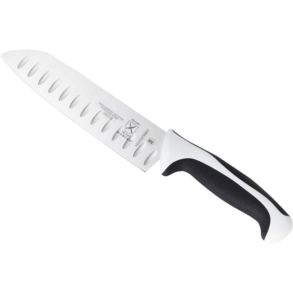 image:imageMercer Culinary Millennia Colors Stainless Steel Bread Knife 10Inch Wavy Edge Wide GraySantoku Knife Granton Edge White 7
