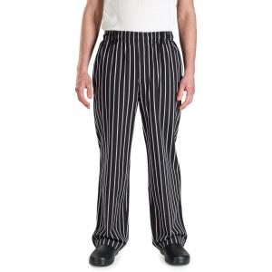 Mercer Culinary M60030BCSXS Millennia Men’s Black Cook Pants with White Chalk Stripe, X-Small(White Chalk Stripe)