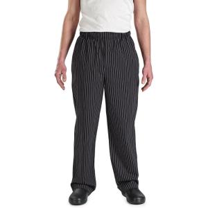 Mercer Culinary M60030BCSXS Millennia Men’s Black Cook Pants with White Chalk Stripe, X-Small(White Fine Pinstripe)