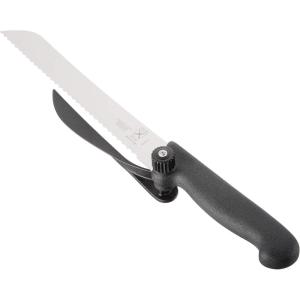 Mercer Culinary MercerSlice Right Handed Serrated Knife with Adjustable Slicing Guide, Black, 8-1/4 Inch
